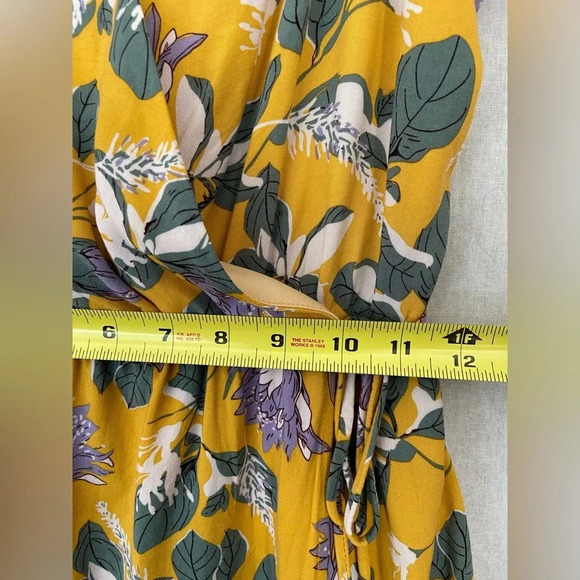 All In Favor Nordstrom yellow floral midi short sleeve dress Sz S - Picture 9 of 9